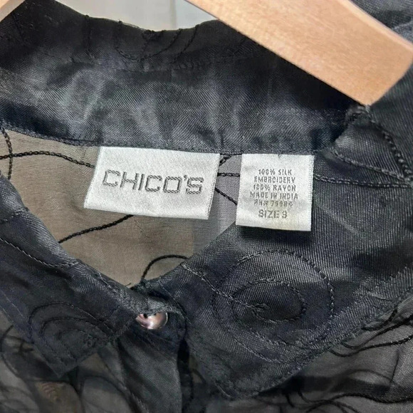 2/$30 Chicos Size 3/XL Silk Cover Shirt Sexy Romantic Party Evening - Picture 4 of 8